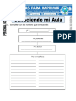 Ficha de Conociendo Mí Aula para Primero de Primaria PDF