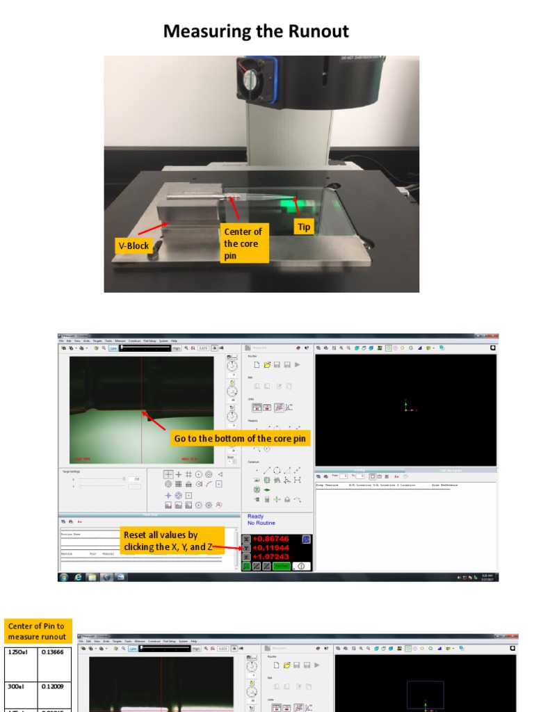 Measuring The Runout VBlock Center of The Core Pin Tip PDF