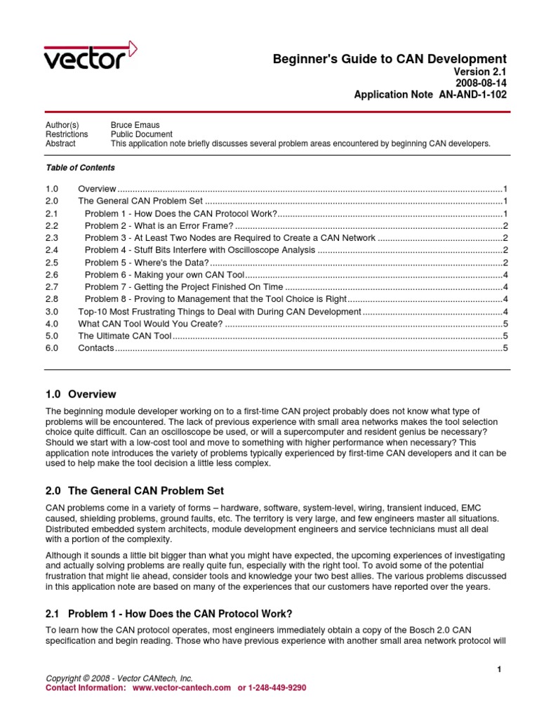 Beginner's Guide To CAN Development: 2008-08-14 Application Note AN-AND ...