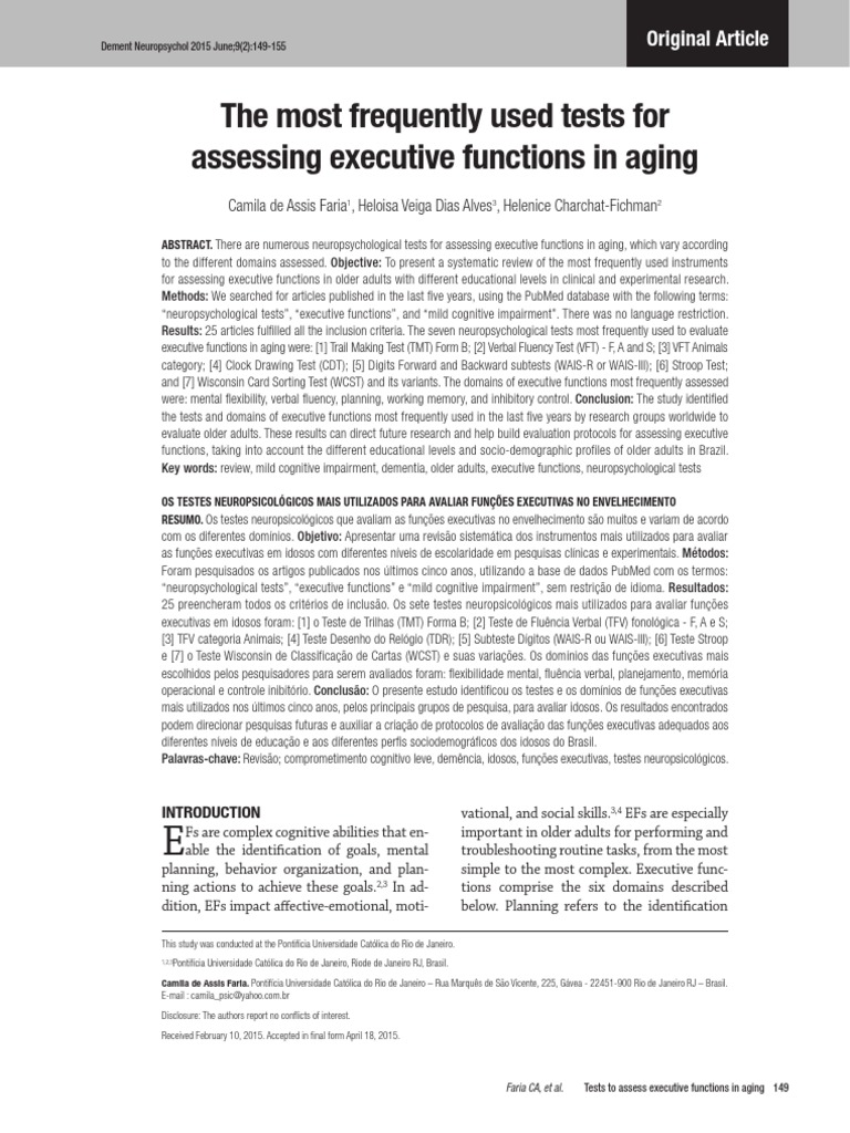 Top Tests for Executive Functions in Aging | PDF | Executive Functions ...