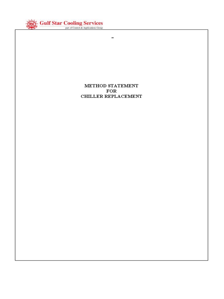 Method Statement FOR Chiller Replacement | PDF | Quality Assurance ...