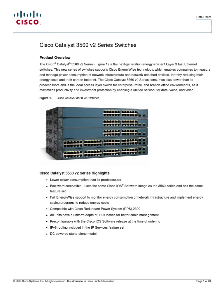 3560 v2 Series Switches Datasheet | PDF | Network Switch | Computer Network