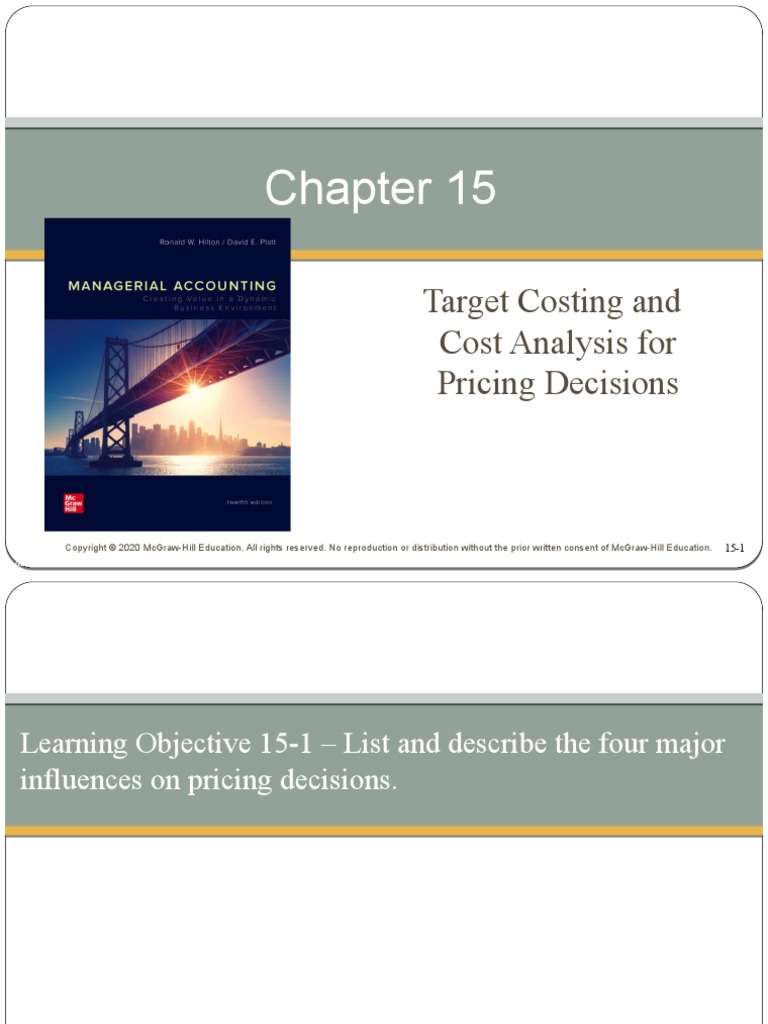 Target Costing and Cost Analysis For Pricing Decisions: Mcgraw-Hill ...