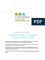 Sujet DSCG UE 1: Gestion Juridique, Fiscale Et Sociale Session 201 8