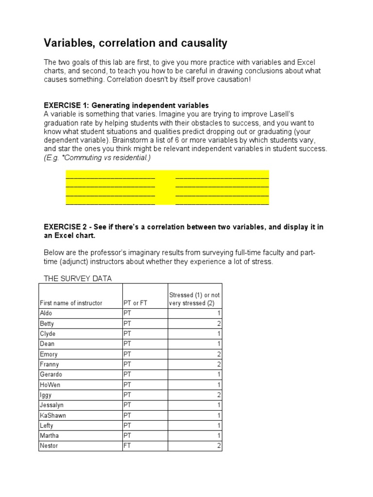 Variables, Correlation and Causality | PDF | Causality