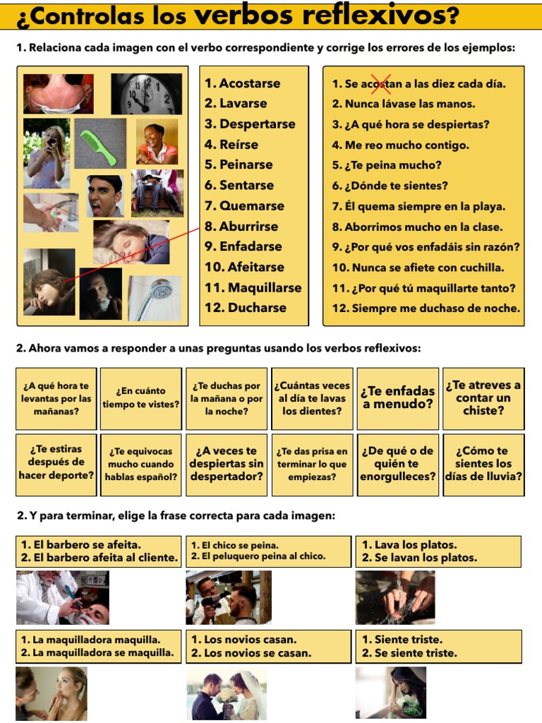 Ejercicios de Verbos Reflexivos en Español | PDF | Artes del Lenguaje y ...