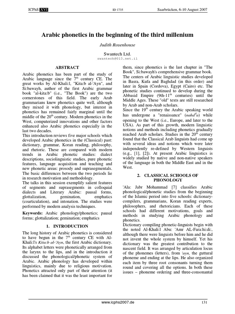 Evolution of Arabic Phonetics Studies | PDF | Arabic | Phonology