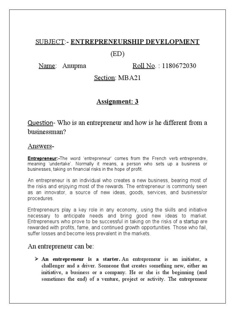 Assignment 3 Pdf Entrepreneurship Economies