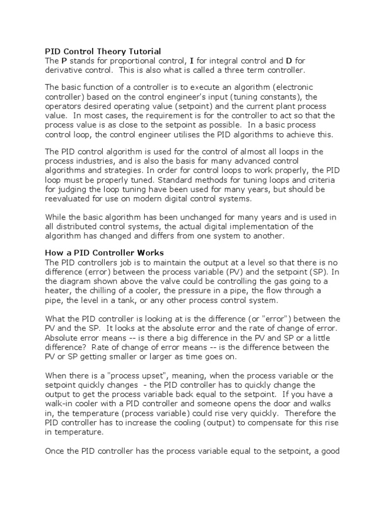 PID Control Theory Tutorial | PDF | Control Theory | Valve