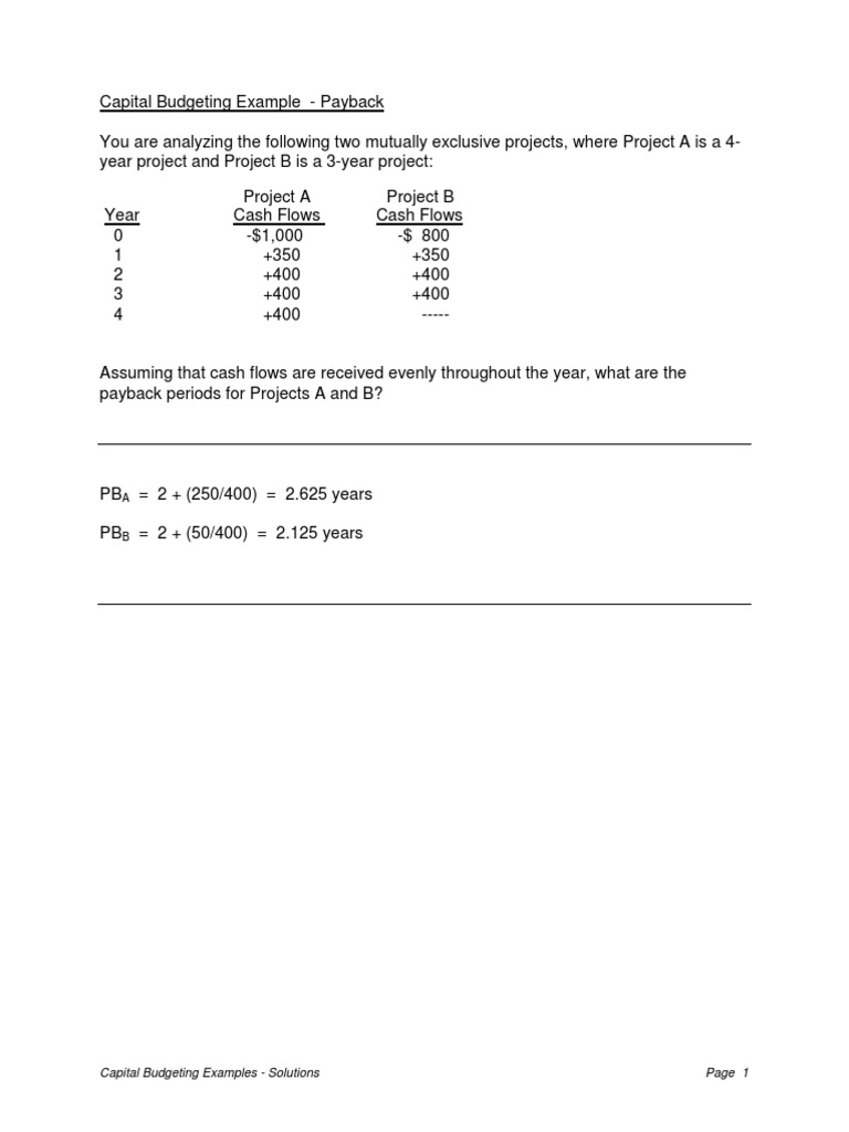 Capital Budgeting Analysis and Solutions | PDF | Capital Budgeting ...