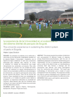 La experiencia de la Universidad en el sostenimiento del sistema distrital de parques de Bogotá.