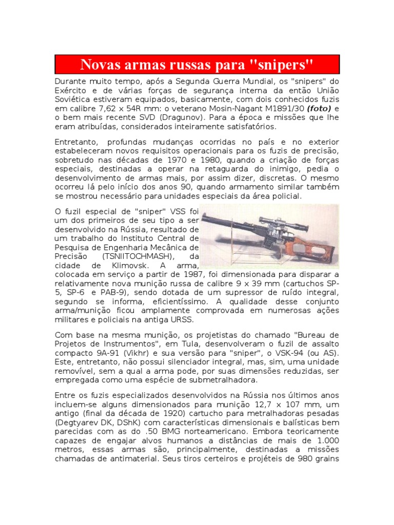 Snipers Armas Russas, PDF, Rifle