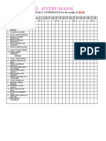 12 - Enthusiasm: Learner'S Daily Attendance For The Month of