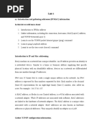 A) - Introduction and Gathering Addresses (IP/MAC) Information in This Lab We Will Learn About