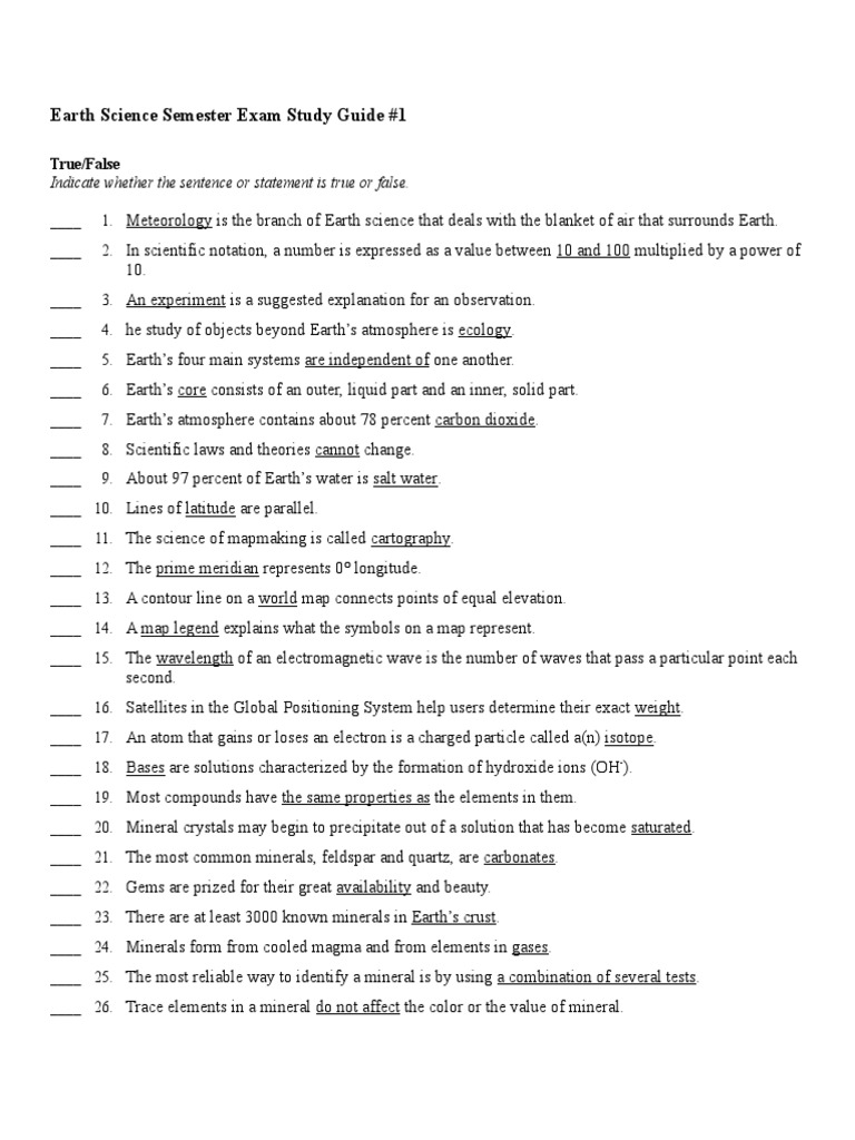 Earth Science Exam Study Guide | PDF | Rock (Geology) | Erosion