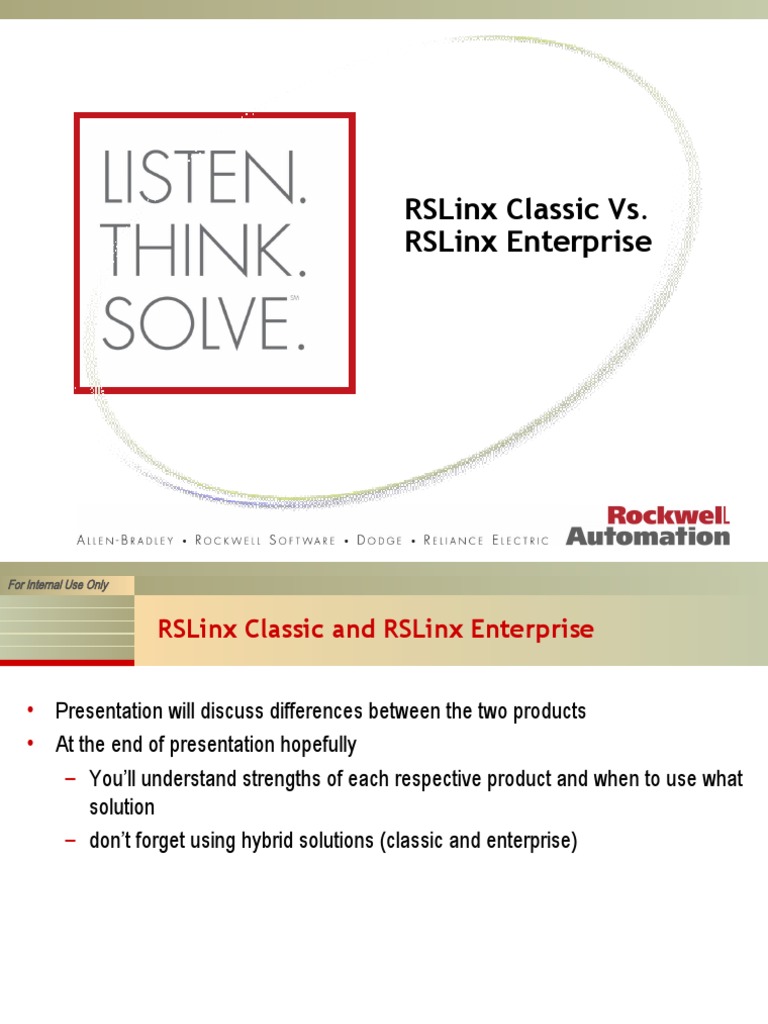 RSLinx Classic vs. Enterprise Overview | PDF | Computer Data | Ethernet