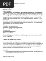 Aulas 1 e  2 - utilidades da língua