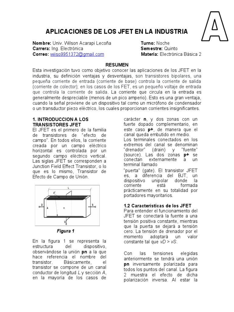 Aplicaciones de Los Jfet en La Industria PDF Transistor