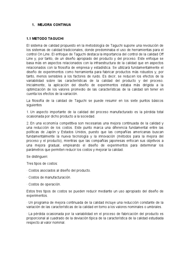 Función de Pérdida en el Modelo Taguchi | PDF | Función de pérdida ...