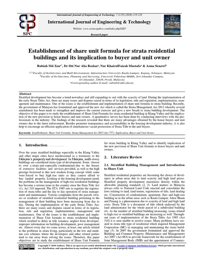 Establishment of Share Unit Formula For Strata Res | PDF | Interview ...