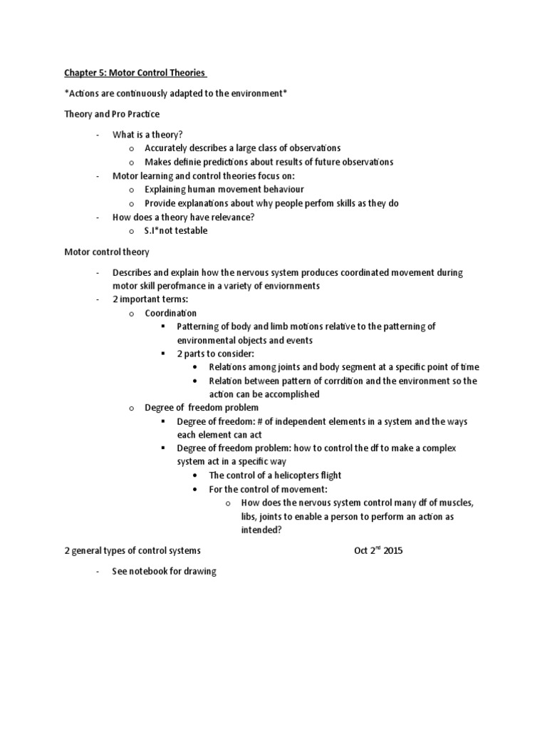 Motor Control Theories Explained | PDF