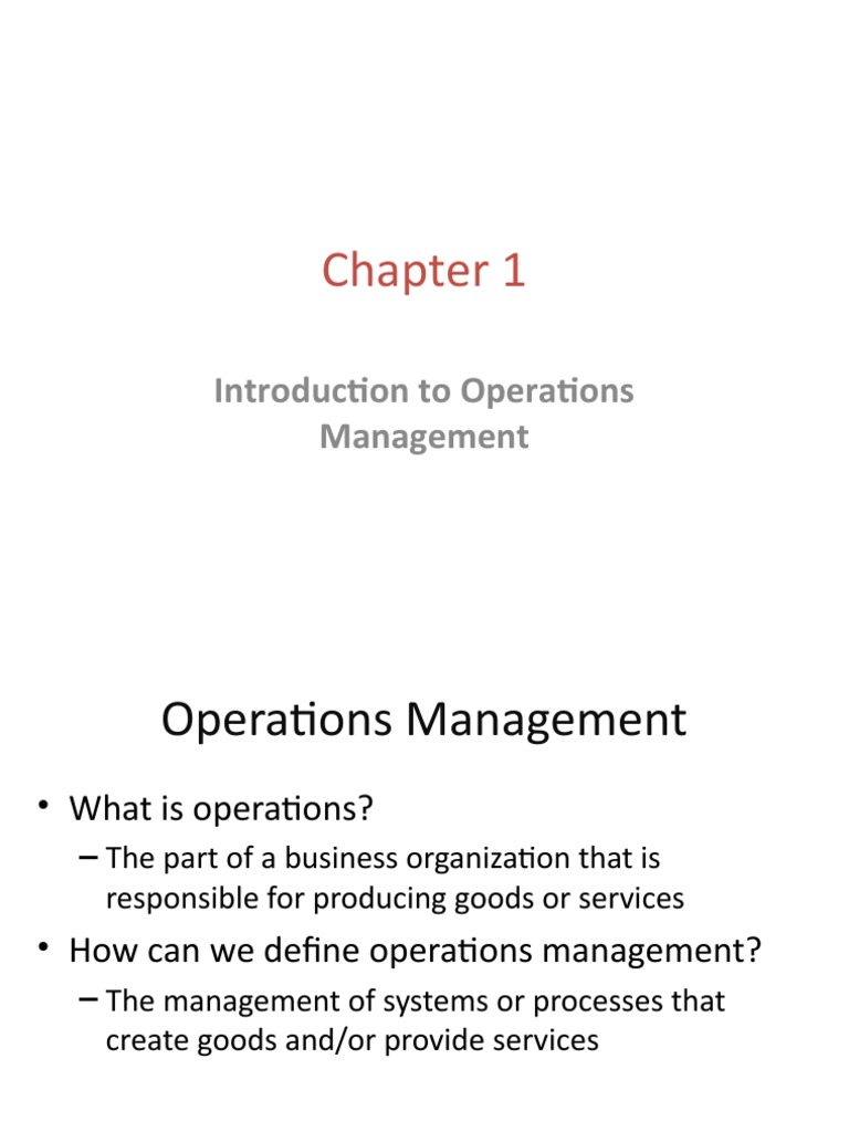 Introduction to Operations Management | PDF | Operations Management ...