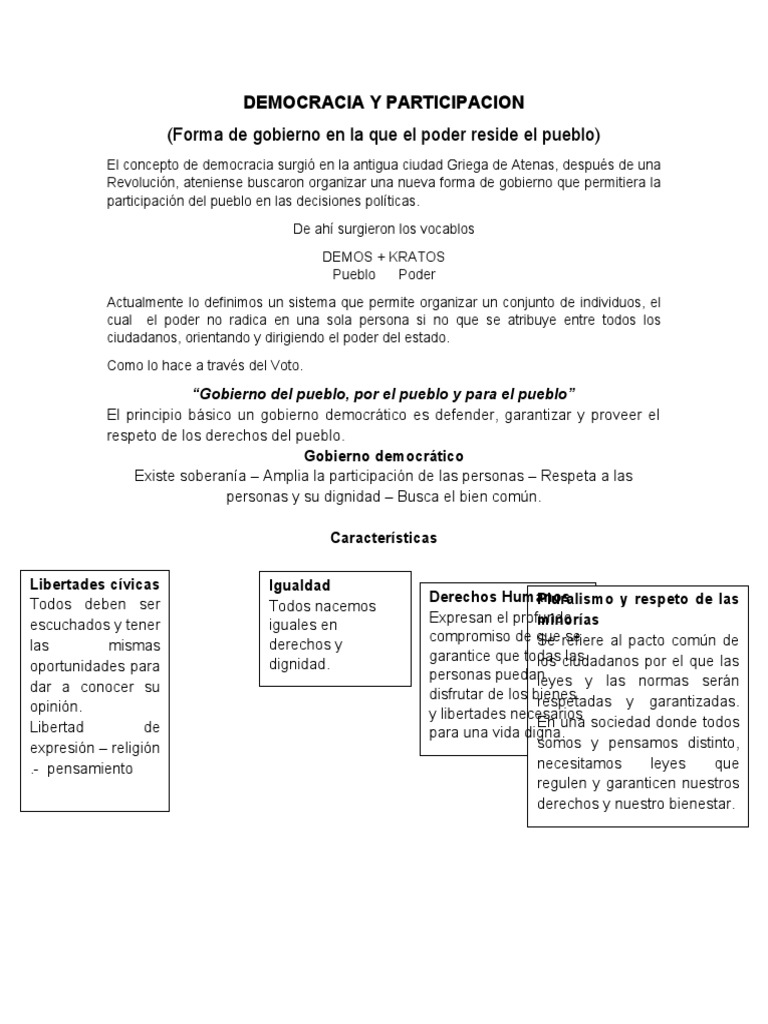 Características de la Democracia Participativa | PDF | Democracia ...