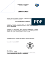 Certificado de Alumno Regular Magister 2012