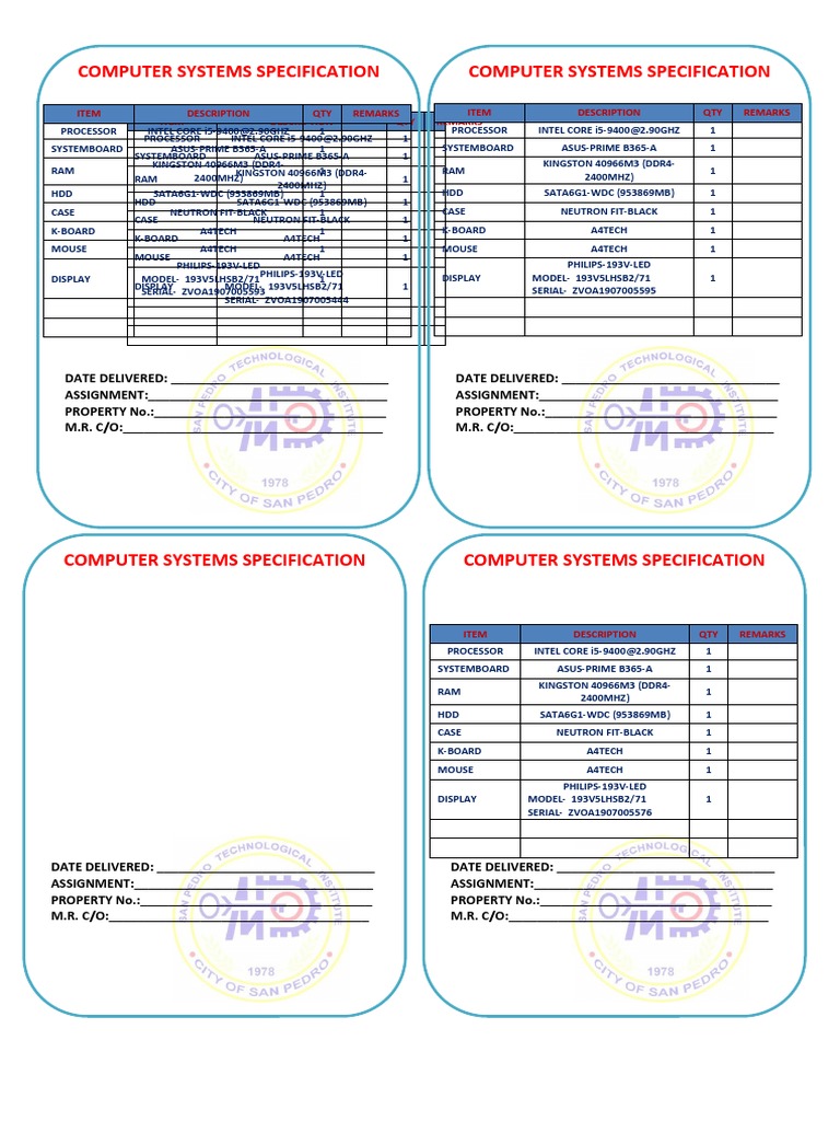 Computer System Specifications List | PDF | Digital Electronics ...