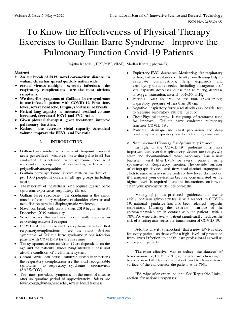 To Know The Effectiveness of Physical Therapy Exercises To Guillain