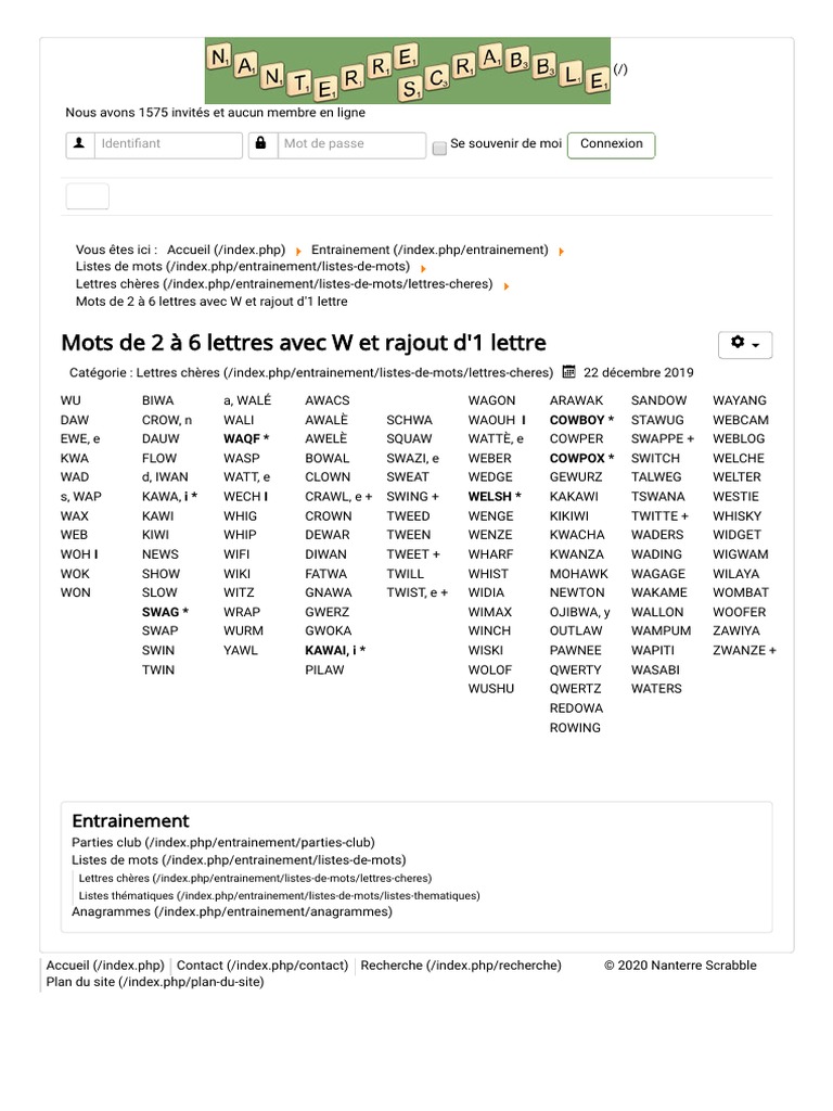 Mot De 6 Lettres Avec Un W