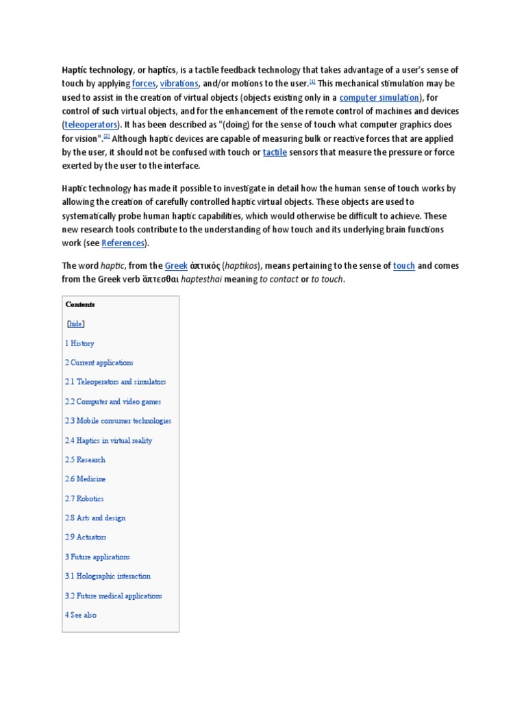 Understanding Haptic Technology | PDF