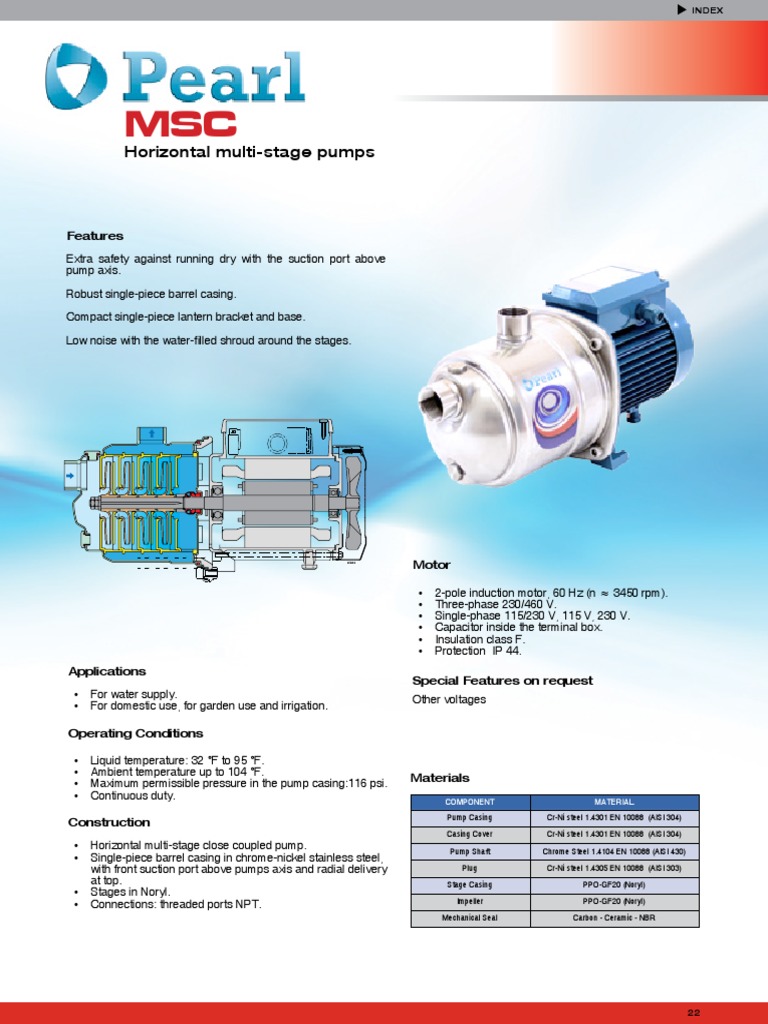 Horizontal Multi-Stage Pumps: Component Material | PDF | Pump ...