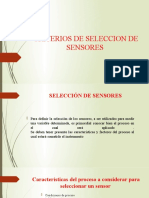 CRITERIOS DE SELECCION DE SENSORES Javier Joaqui N