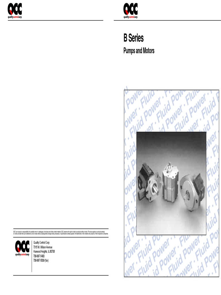 B Series Hydraulic Pumps and Motors | PDF | Bearing (Mechanical) | Pump