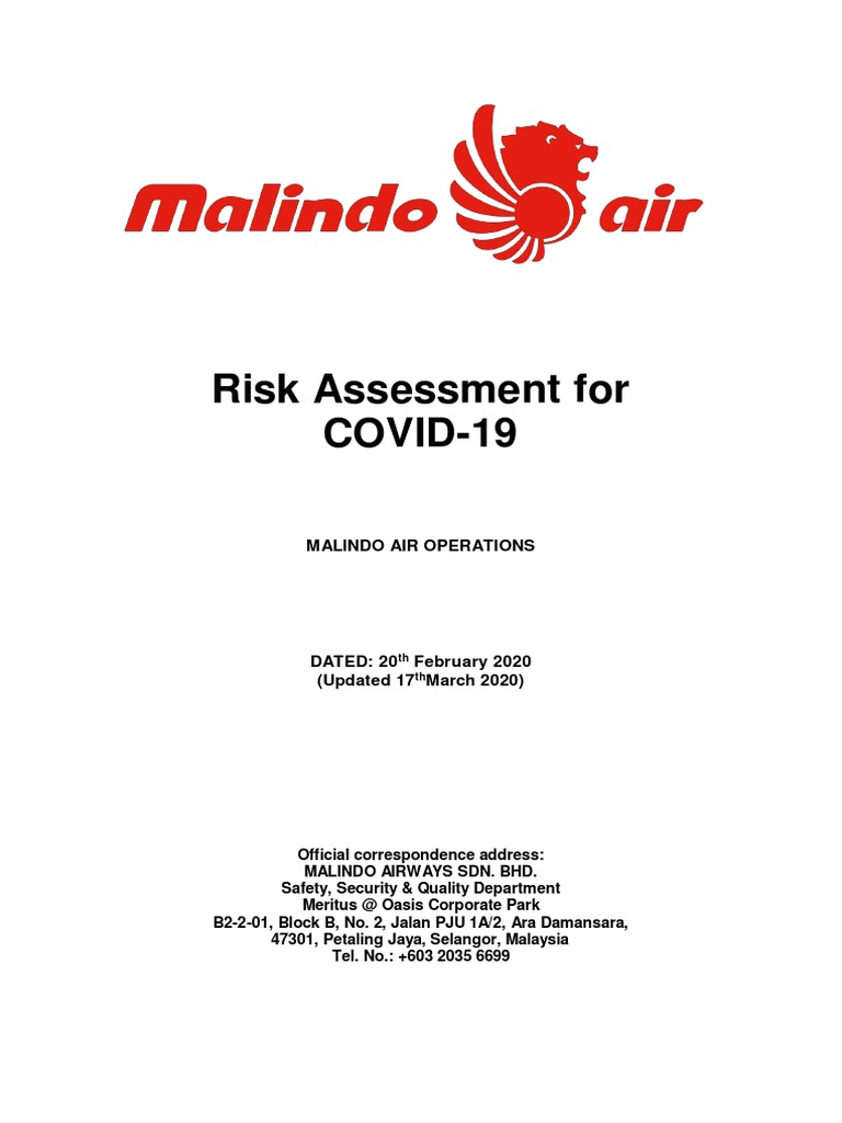 Risk Assessment For COVID-19 - February 2020 Part 1 | PDF | Wellness ...