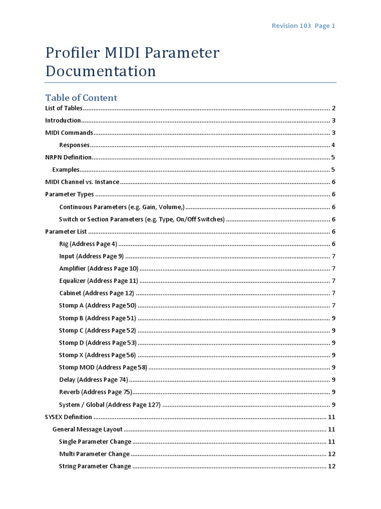 Profiler Midi Parameter Documentation | PDF | Equalization (Audio ...