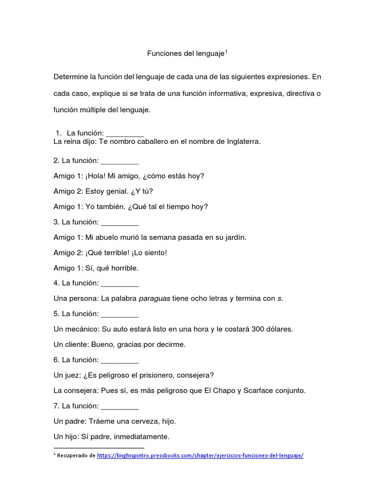 Ejercicios de Funciones Del Lenguaje | PDF