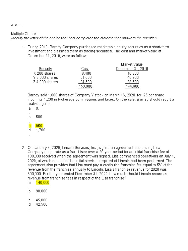 Accounting Exam Prep Questions | PDF | Finance & Money Management