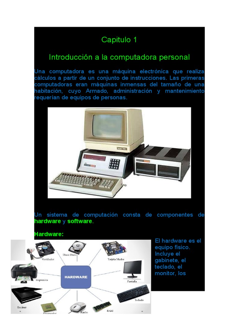 Capitulo 1 Introducción A La Computadora Personal: Hardware Software ...