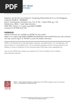 Populism and The Revival of Reform - Competing Political Narratives in The Philippines