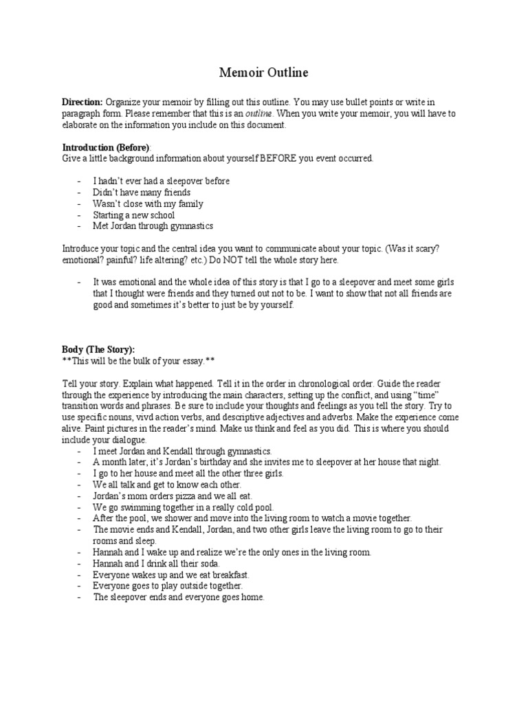 Memoir Outline PDF Adjective Semiotics Memoir Outline PDF Adjective Semiotics