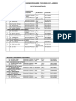 Govt. College of Engineering and Technology, Jammu: List of Permanent Faculty