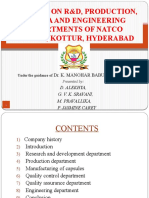 A Review On R&D, Production, Q.C, Q.A and Engineering Departments of Natco Pharma, Kottur, Hyderabad