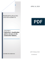 APRIL 14, 2019: Contractors' Classification and Its Relevance in The Construction Industry