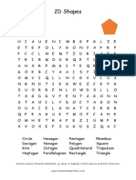 2D Shapes: Answers May Be Forwards, Backwards, Up, Down, or Diagonal. Letters May Be Used More Than Once