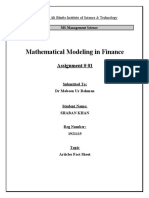 Mathematical Modeling in Finance: Assignment # 01