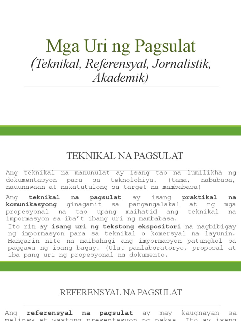 Mga Uri Ng Pagsulat Pdf