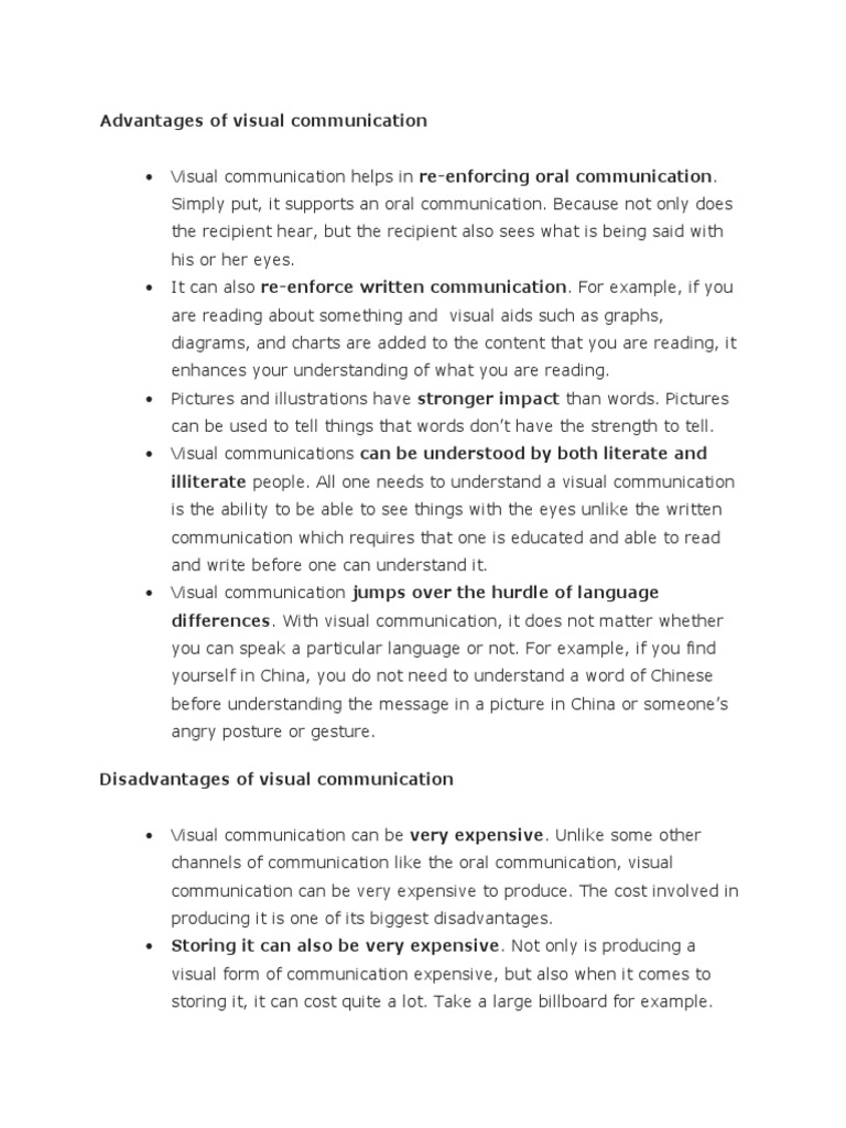 Advantages and Disadvantages of Visual Communication | PDF ...