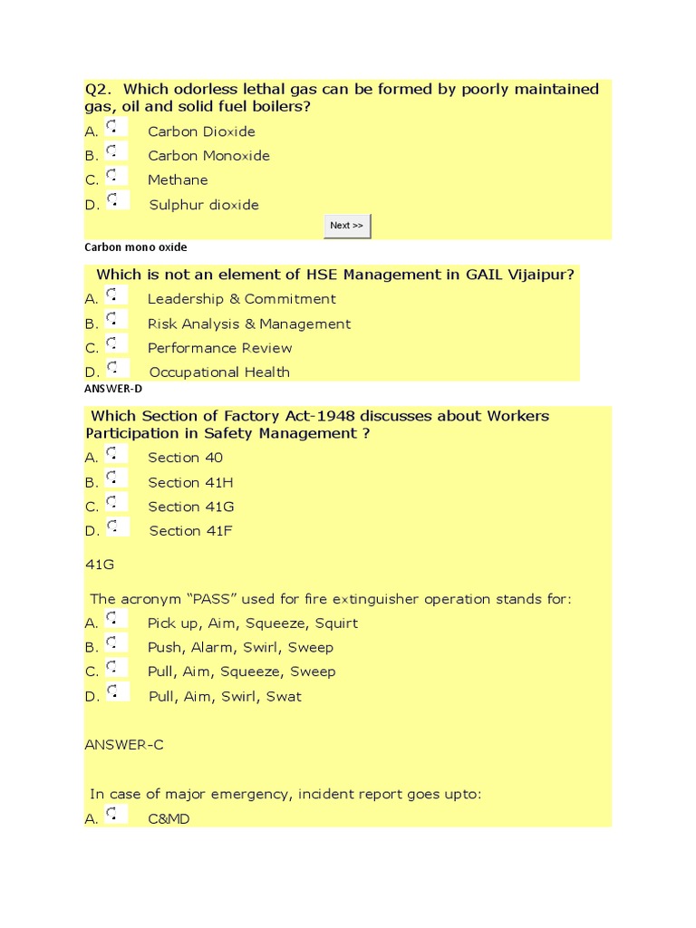 Fire Safety Quiz PDF Fires Smoke